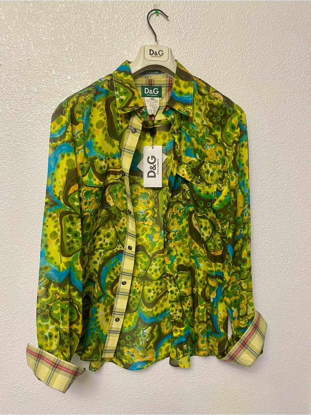 D&G Green and Blue Paisley Print Button-Up Shirt